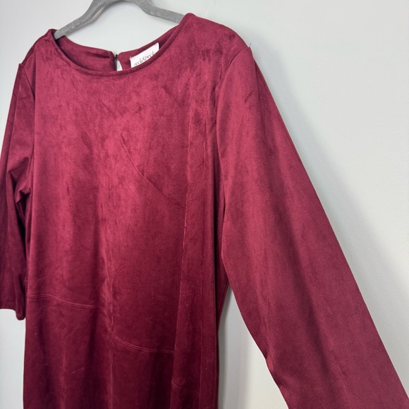 PECK & PECK | NEW! Burgundy Faux Suede Asymmetrical Tunic Top Women’s Size L - Picture 2 of 7